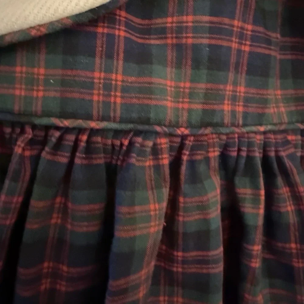 Vintage Ance K Dress Custom Made Girls Size 2  Blue Red Tartan Plaid Collar Y2K